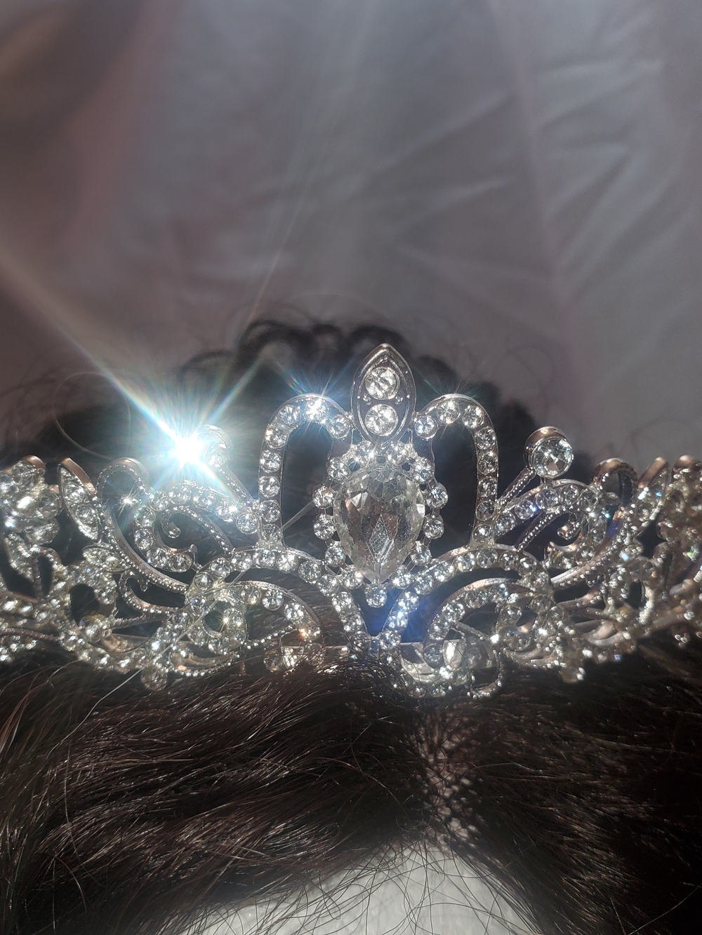 Crystal Bridal Tiara Crown - Silver Rhinestone Accent